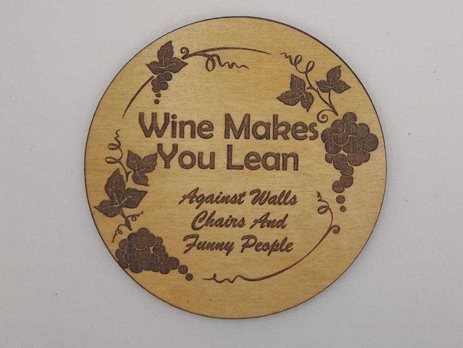 Wine Enthusiast Wooden Coasters set 3 Laser Engraved with Coaster Holder, Humorous Sayings, Great for Housewarming Gifts and Wine Lovers - Image 2