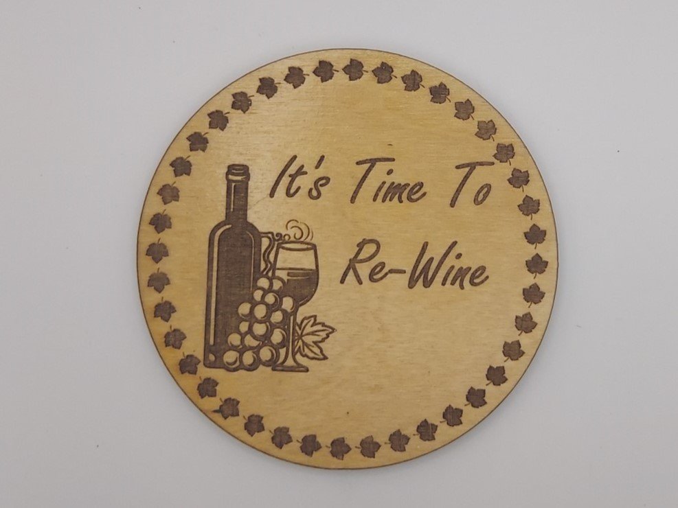 Wine Enthusiast Wooden Coasters set 2 Laser Engraved with Coaster Holder, Humorous Sayings, Great for Housewarming Gifts and Wine Lovers - Image 2