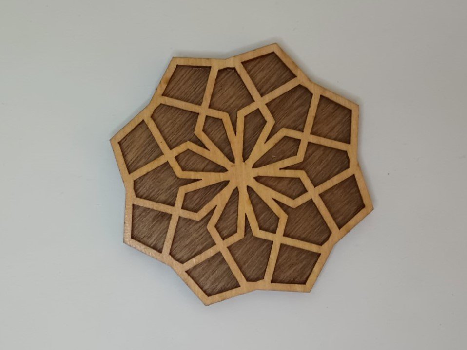 Wooden Geometric Mandala Coffee Coasters with Holder design 2 – Set of 4 with holder – Stylish Laser Cut Coasters for Home & Office - Image 5