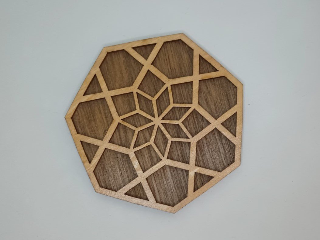 Wooden Geometric Mandala Coffee Coasters with Holder design 2 – Set of 4 with holder – Stylish Laser Cut Coasters for Home & Office - Image 6