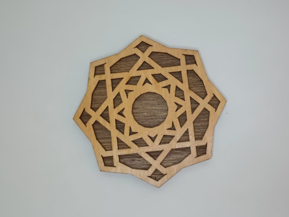 Wooden Geometric Mandala Coffee Coasters with Holder design 2 – Set of 4 with holder – Stylish Laser Cut Coasters for Home & Office - Image 7