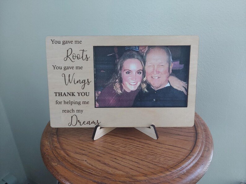 Personalized Thank you graduation picture frame gift for mom, dad, grandmother, grandfather or mentor. Custom laser cut wood photo frame - Image 3