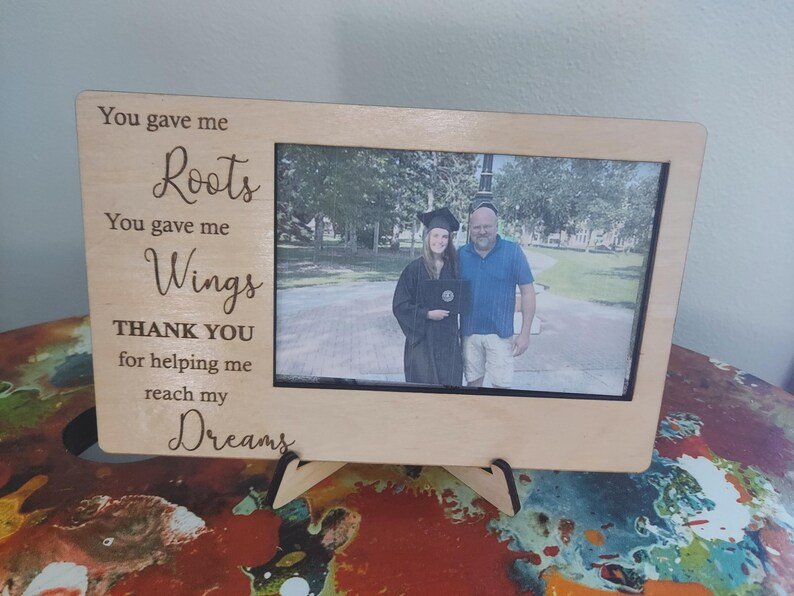 Personalized Thank you graduation picture frame gift for mom, dad, grandmother, grandfather or mentor. Custom laser cut wood photo frame - Image 5