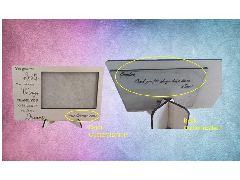 Personalized Thank you graduation picture frame gift for mom, dad, grandmother, grandfather or mentor. Custom laser cut wood photo frame - Image 8