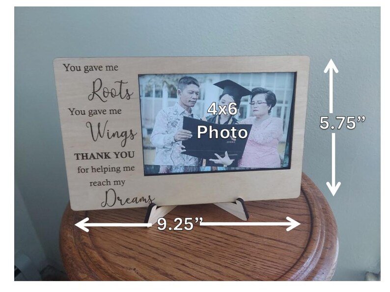 Personalized Thank you graduation picture frame gift for mom, dad, grandmother, grandfather or mentor. Custom laser cut wood photo frame - Image 9
