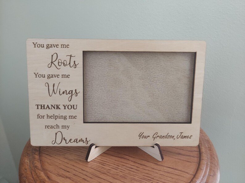 Personalized Thank you graduation picture frame gift for mom, dad, grandmother, grandfather or mentor. Custom laser cut wood photo frame - Image 14