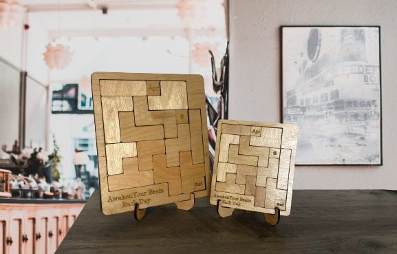 Wooden calendar puzzle laser engraved handcrafted brain teaser. Choose between two sizes. Unique home office decor gift for puzzle lovers. - Image 4