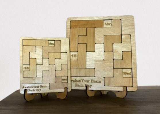 Wooden calendar puzzle laser engraved handcrafted brain teaser. Choose between two sizes. Unique home office decor gift for puzzle lovers. - Image 5