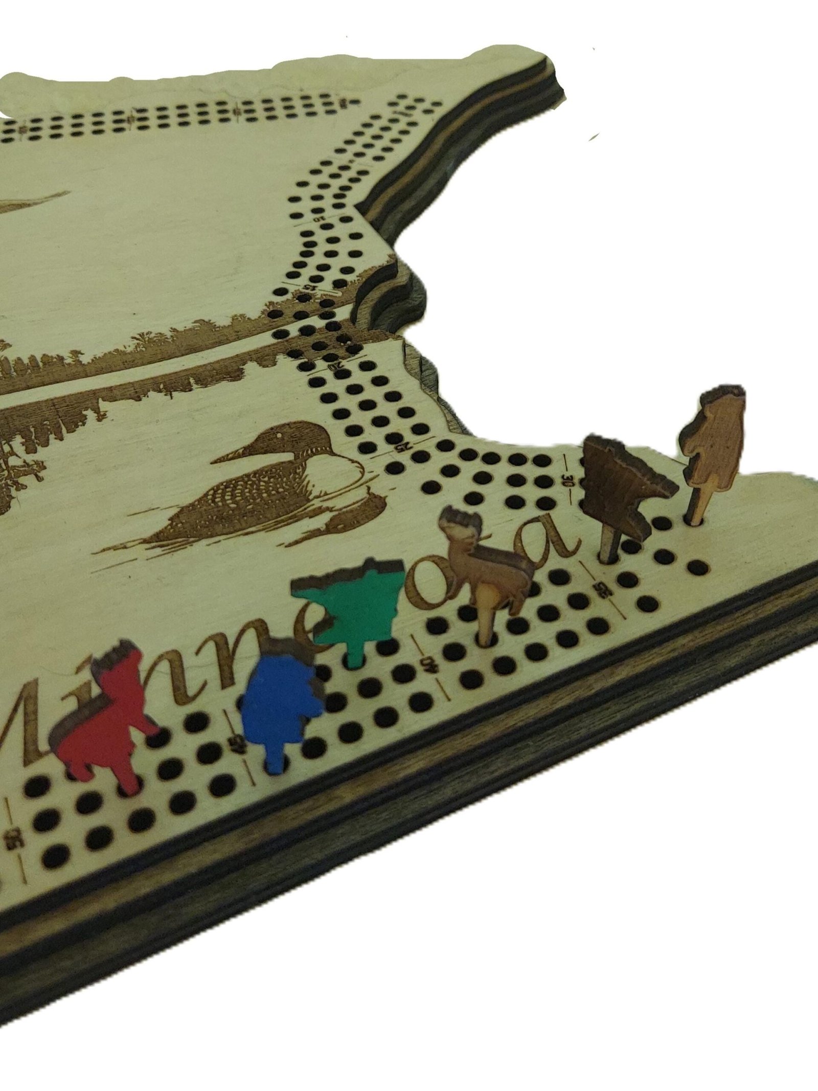 Minnesota cribbage board, laser cut wood in Minnesota shape, game board, and wall display and in one. Midwestern family game and gift - Image 7