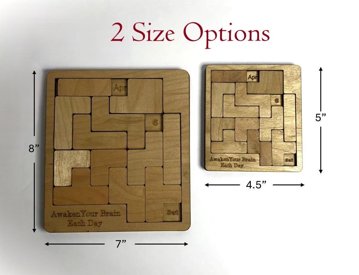 Wooden calendar puzzle laser engraved handcrafted brain teaser. Choose between two sizes. Unique home office decor gift for puzzle lovers. - Image 7