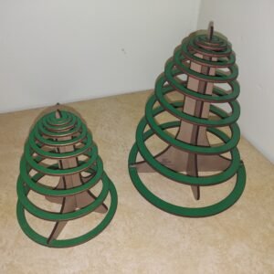 Laser Cut Wooden Christmas Tree Decoration – Collapsible & Reusable Holiday Tabletop Ornament – Modern Minimalist Green & Wood Design