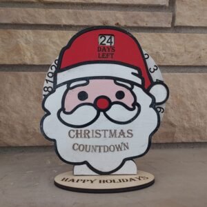 Wooden Santa Christmas Countdown | Days Until Christmas Calendar | Holiday Decor