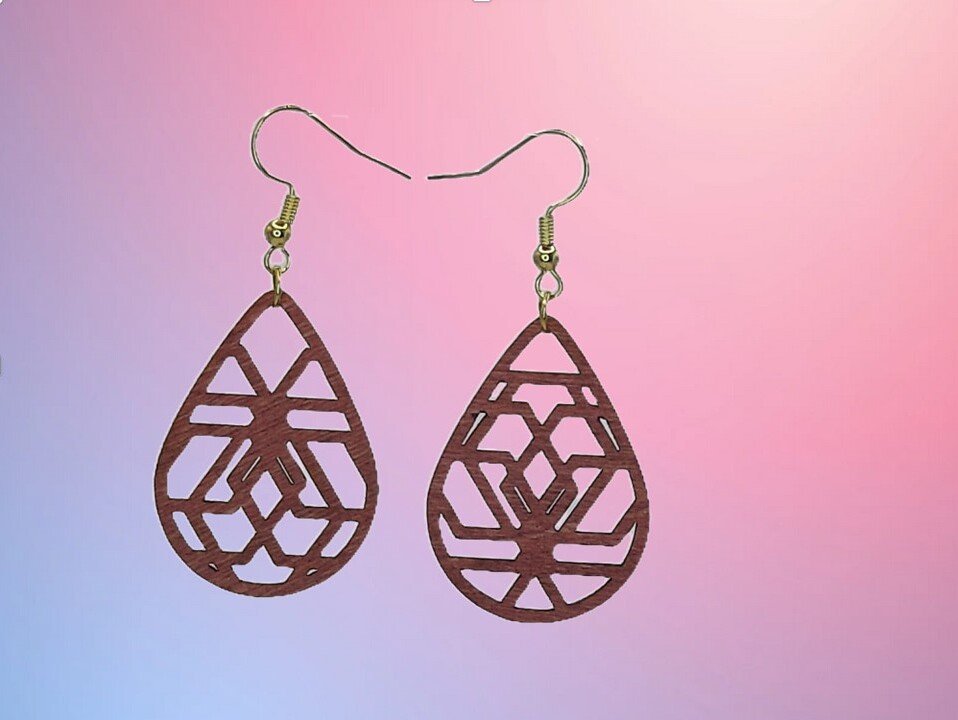 Geometric 3 Themed Earrings, State Pride. Great Jewelry gift for gift baskets, mother's day gifts. Laser Cut, stained