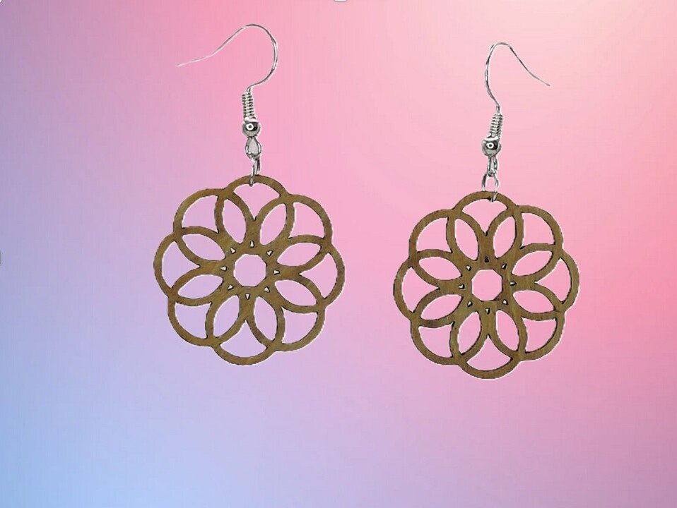 Geometric 5 Themed Earrings, State Pride. Great Jewelry gift for gift baskets, mother's day gifts. Laser Cut, stained