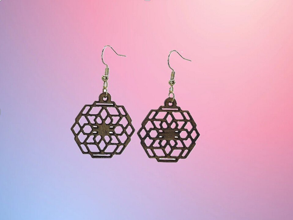 Geometric 7 Themed Earrings, State Pride. Great Jewelry gift for gift baskets, mother's day gifts. Laser Cut, stained