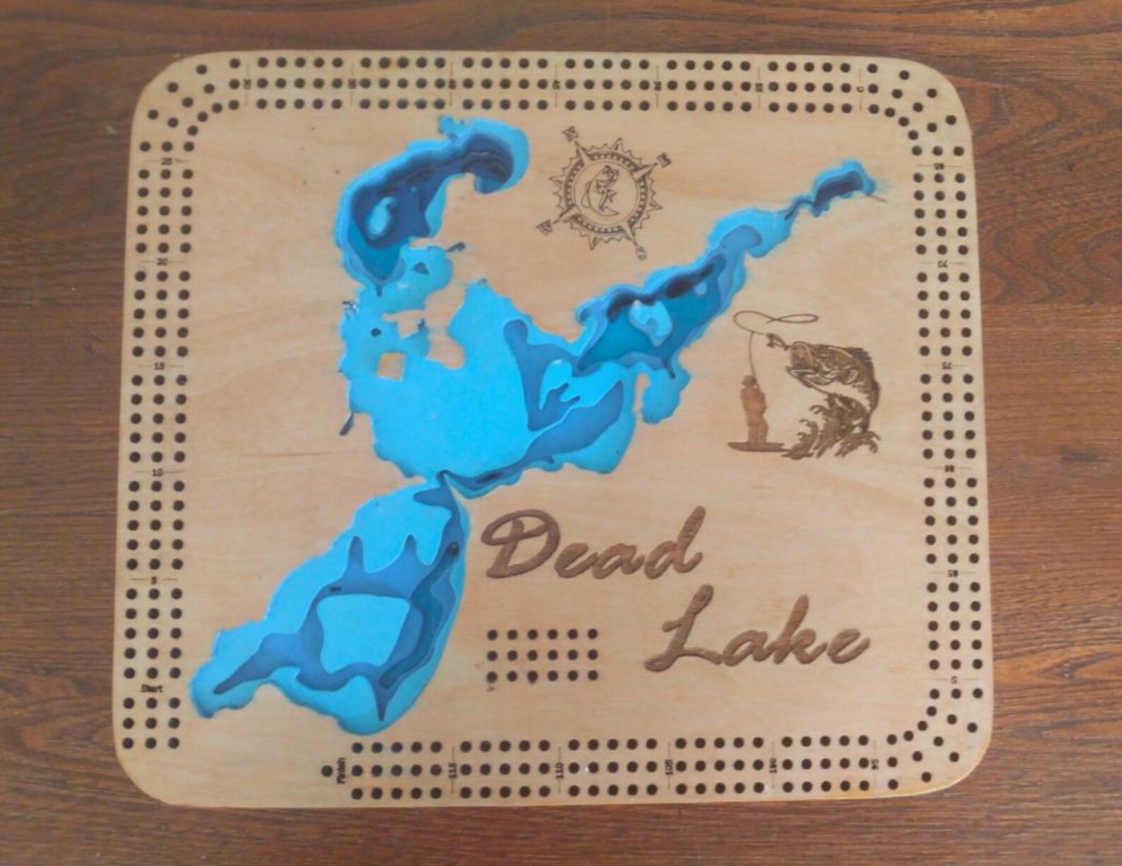 Custom lake cribbage board, Any Minnesota lake, personalized gift for lake lovers, game board and map in one, wall display. Laser Engraved - Image 6