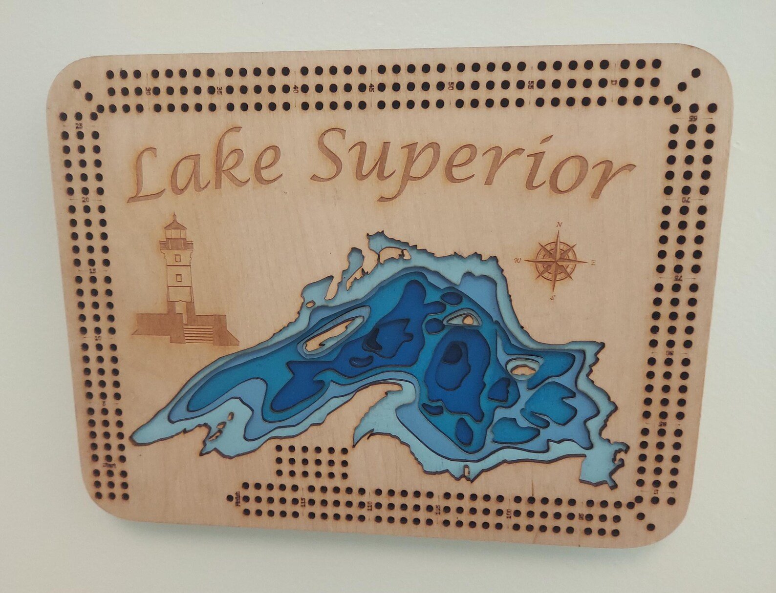 Custom lake cribbage board, Any Minnesota lake, personalized gift for lake lovers, game board and map in one, wall display. Laser Engraved - Image 9