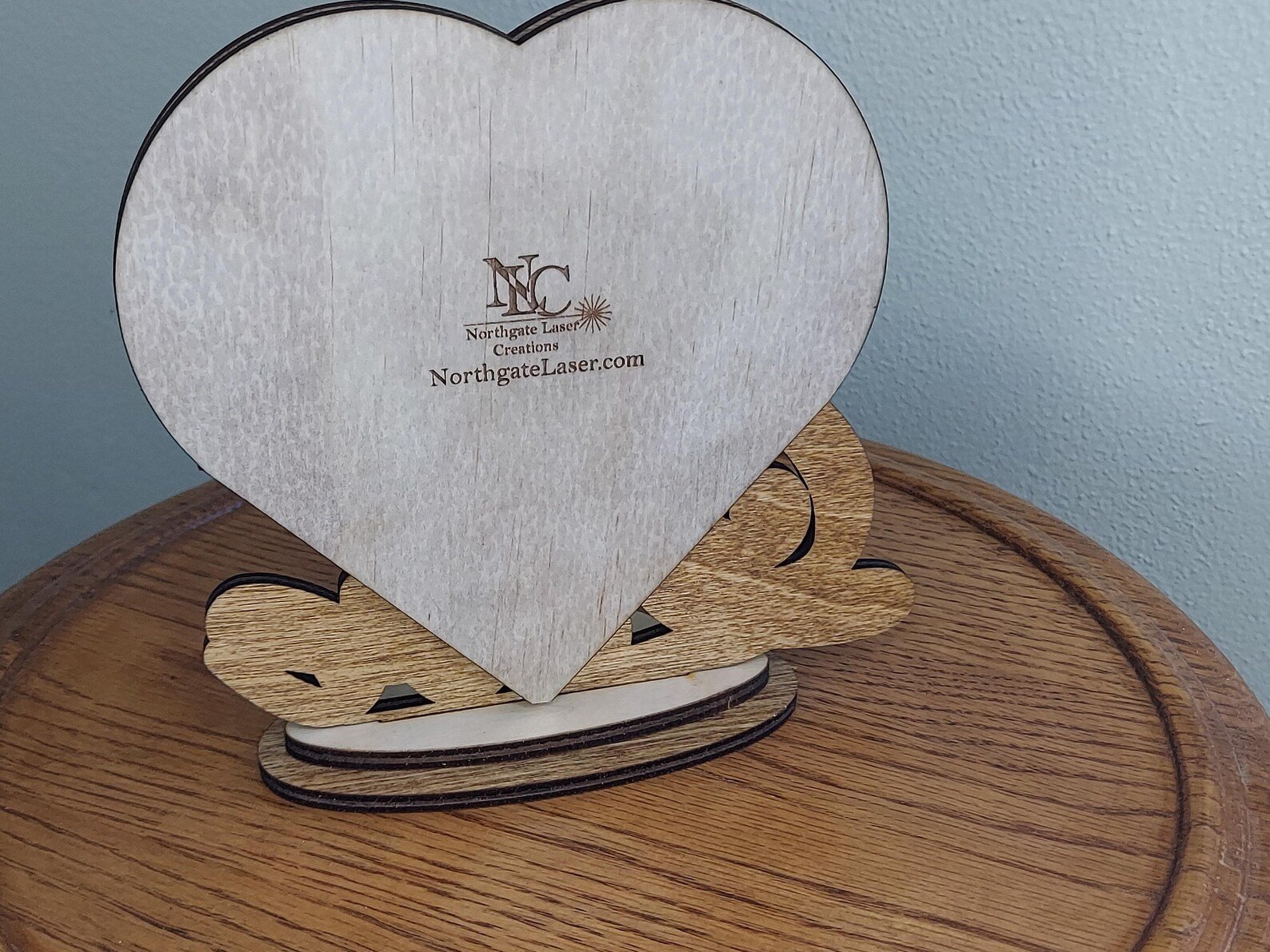 Personalized Valentines love heart photo frame gift. Heart picture holder, wedding gift, romantic, wood love picture frame, laser cut. - Image 6