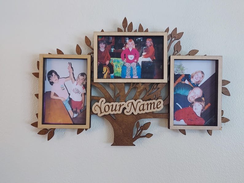 Custom family multi picture frame, wooden three 4x6 photos, family photo collage, personalized wedding gift, birthday or housewarming gift
