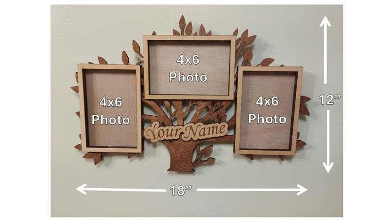 Custom family multi picture frame, wooden three 4x6 photos, family photo collage, personalized wedding gift, birthday or housewarming gift - Image 8