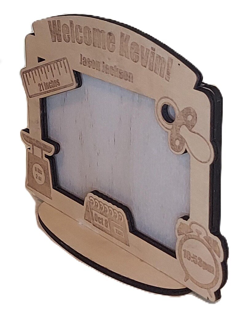 Personalized new baby wood picture frame gift. Custom with birth stats and information. Newborn birth announcement keepsake nursery decor - Image 9