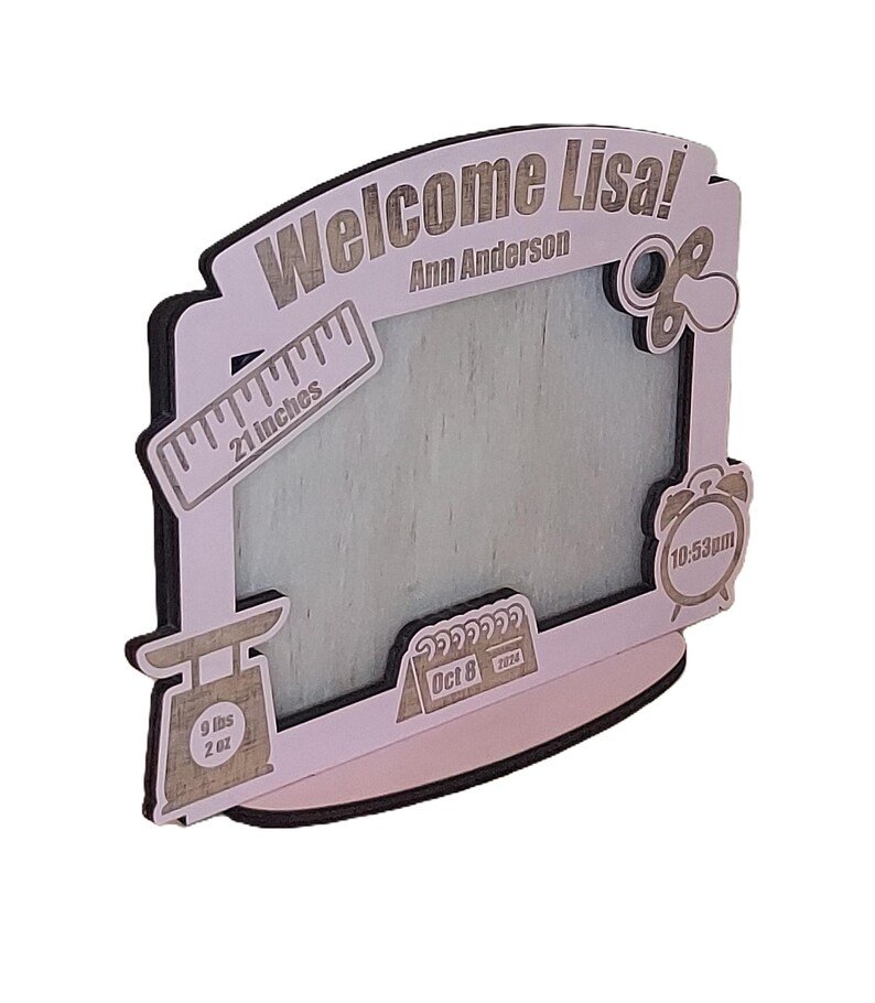 Personalized new baby wood picture frame gift. Custom with birth stats and information. Newborn birth announcement keepsake nursery decor - Image 10