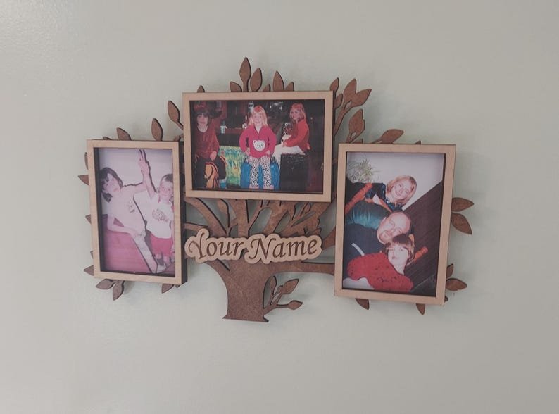Custom family multi picture frame, wooden three 4x6 photos, family photo collage, personalized wedding gift, birthday or housewarming gift - Image 4