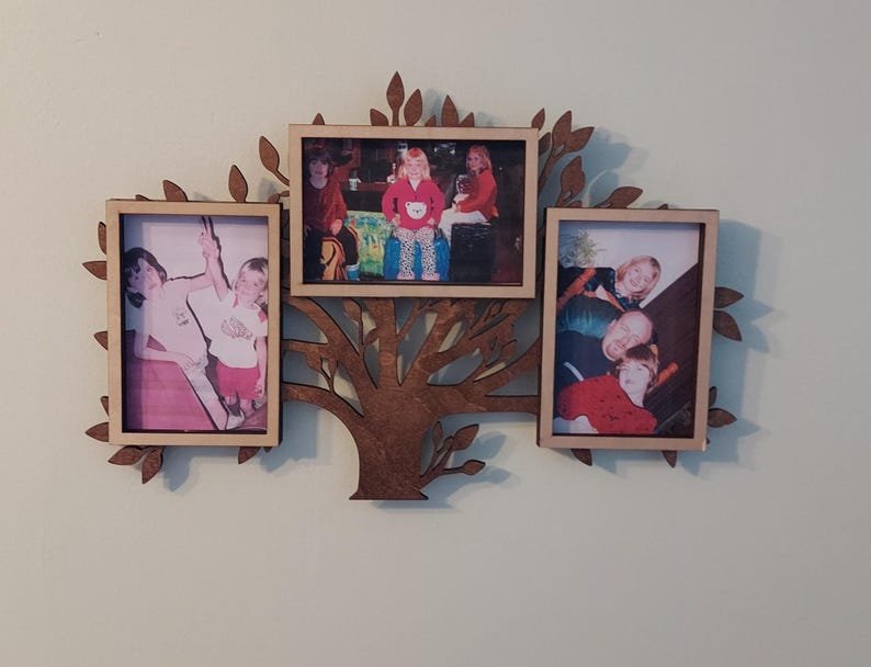 Custom family multi picture frame, wooden three 4x6 photos, family photo collage, personalized wedding gift, birthday or housewarming gift - Image 3