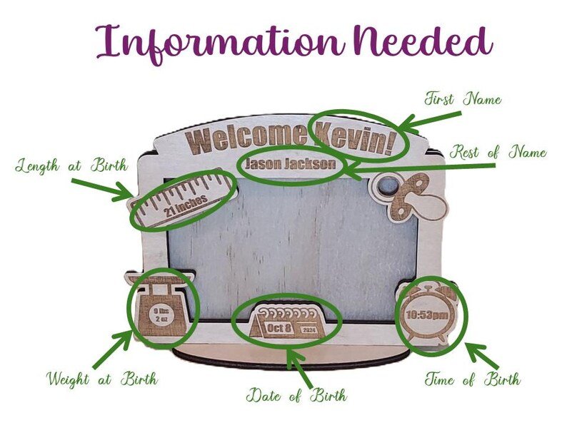 Personalized new baby wood picture frame gift. Custom with birth stats and information. Newborn birth announcement keepsake nursery decor - Image 11