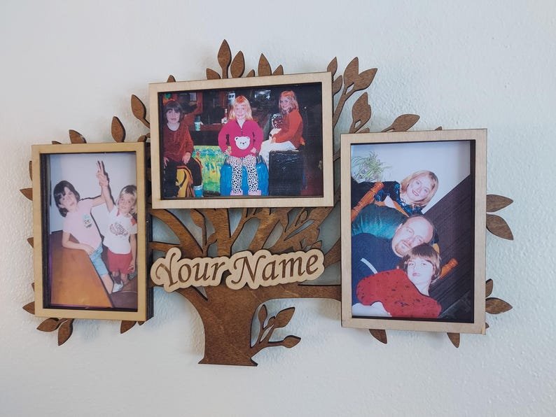 Custom family multi picture frame, wooden three 4x6 photos, family photo collage, personalized wedding gift, birthday or housewarming gift - Image 2