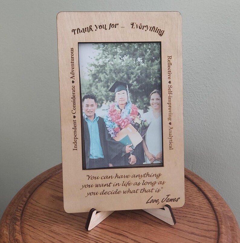 Personalized Graduation Picture Frame, Thank You Gift, Laser Cut Wood - Image 7