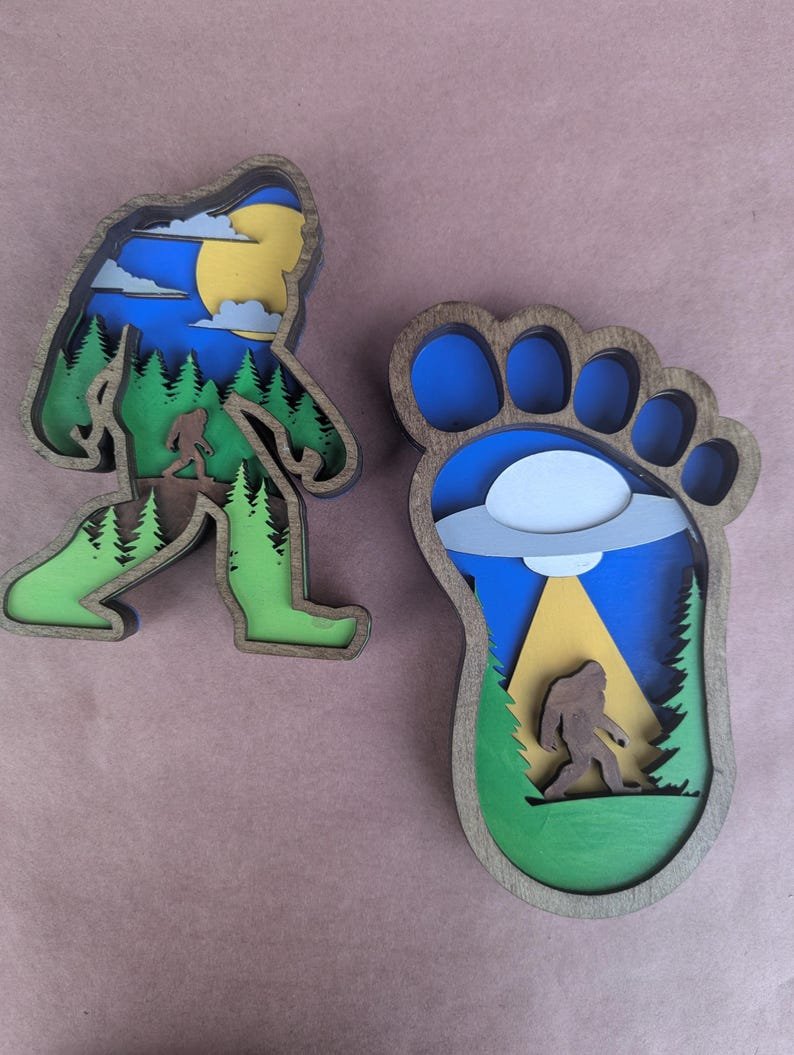 Layered Bigfoot Wall Art: Rustic Cabin Decor, Cryptid Gift - Image 5