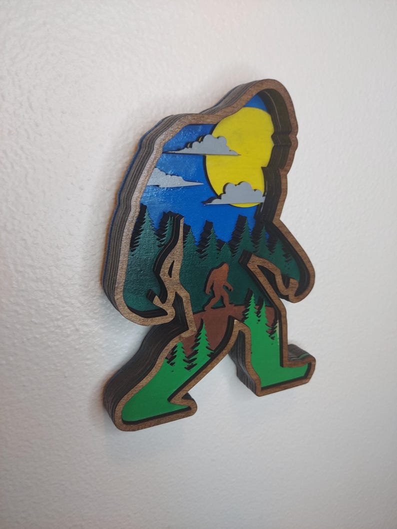 Layered Bigfoot Wall Art: Rustic Cabin Decor, Cryptid Gift - Image 6