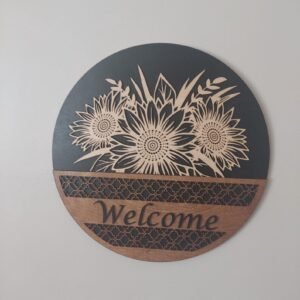 Personalized Sunflower Welcome Sign / Housewarming Gift / Floral Home Decor / Custom Entryway Sign
