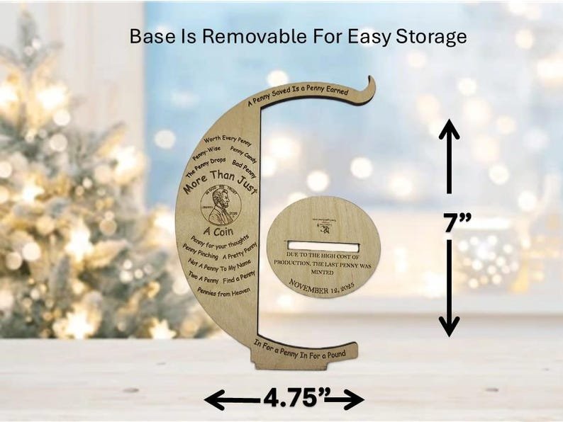 Farewell to the Penny Ornament w. Ornament Stand 2025 Commemorative Coin Tribute - Image 4