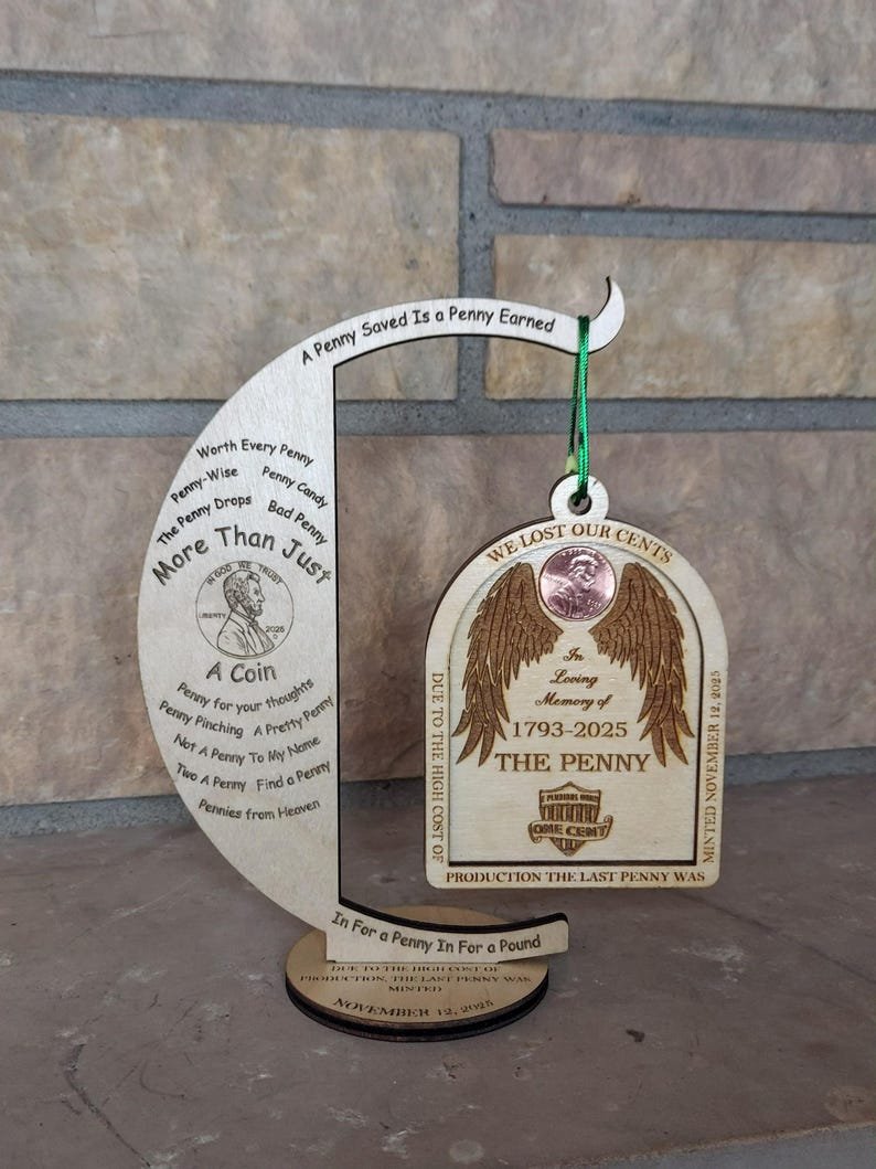 Farewell to the Penny Ornament w. Ornament Stand 2025 Commemorative Coin Tribute