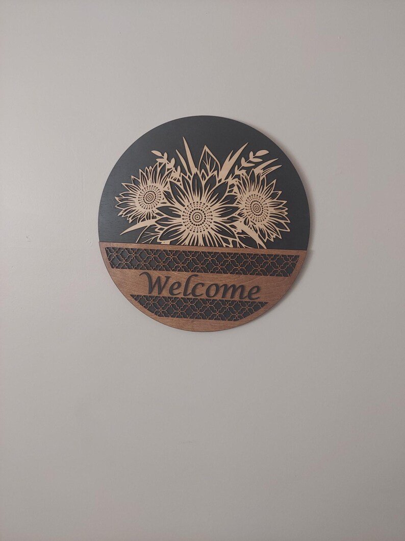 Personalized Sunflower Welcome Sign / Housewarming Gift / Floral Home Decor / Custom Entryway Sign - Image 5