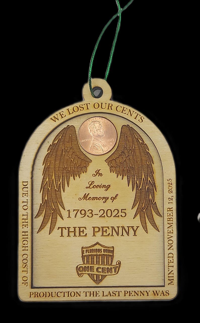 Farewell to the Penny Ornament w. Ornament Stand 2025 Commemorative Coin Tribute - Image 7